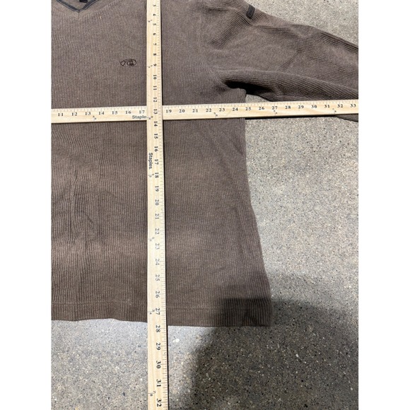 Quiksilver Edition Mens Brown Ribbed V-Neck Sweater Vintage Knit Large - Picture 4 of 4